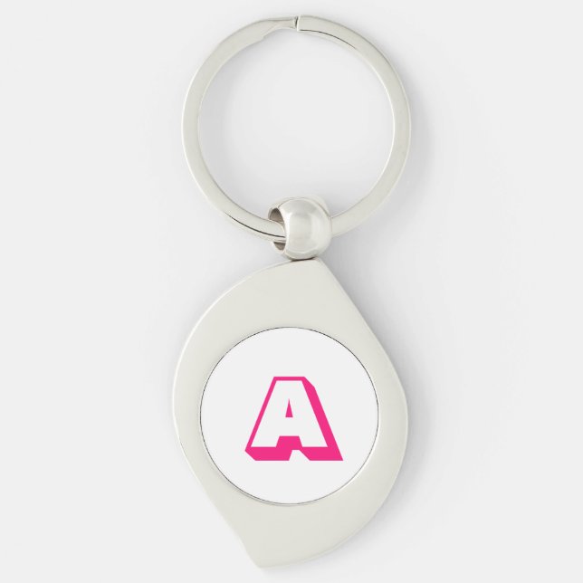 Customise, personalise alphabet initial monogram key ring (Front)