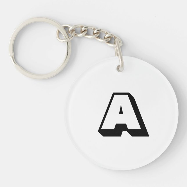 Customise, personalise alphabet initial monogram key ring (Front)