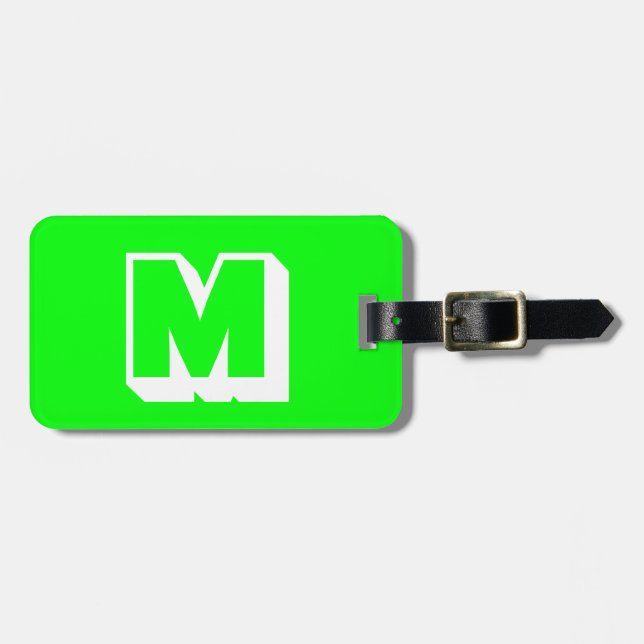 Customise, personalise alphabet initial monogram luggage tag (Front Horizontal)