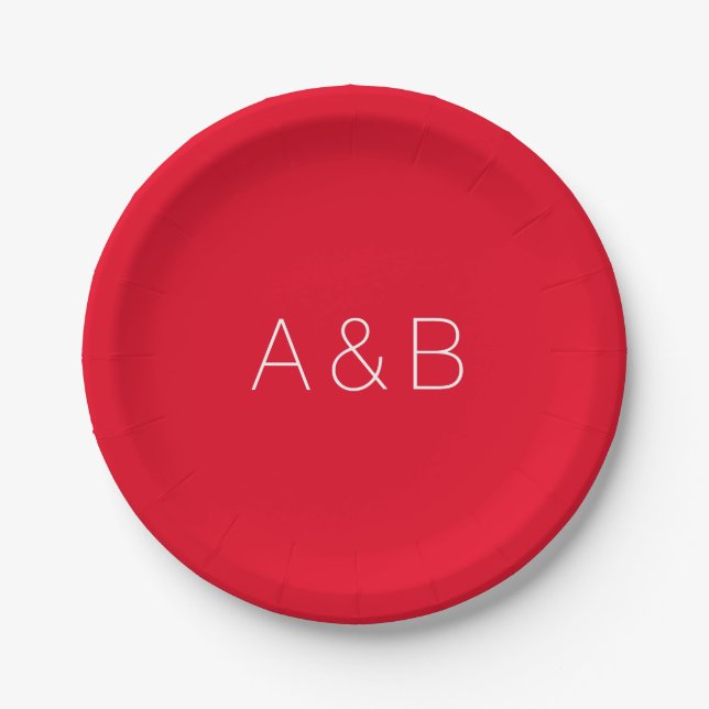 Customise, personalise alphabet initial monogram paper plate (Front)