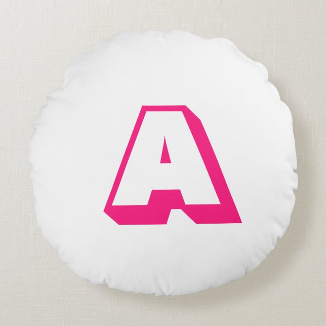 Customise, personalise alphabet initial monogram round cushion (Front)