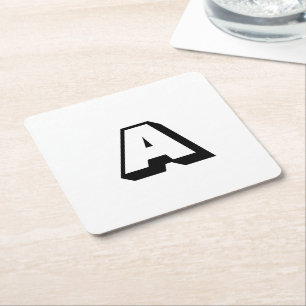 Customise, personalise alphabet initial monogram square paper coaster