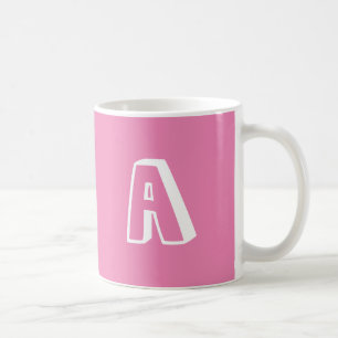 Customise personalise Alphabet letter pink white Coffee Mug