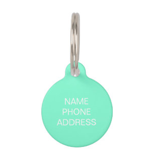 Customise personalise aqua dog pet Name ID Tag