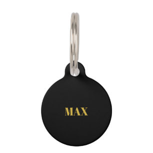 Customise personalise black gold dog Name info Pet Tag