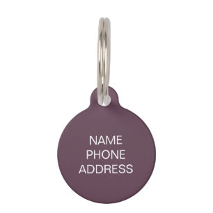 Customise personalise eggplant dog pet Name ID Tag