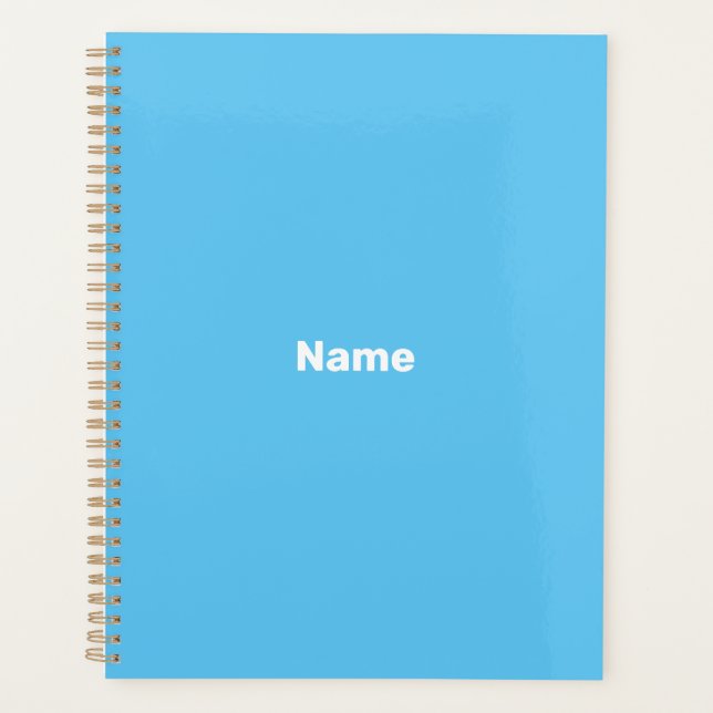 customise, personalise it with name turquoise blue planner (Front)