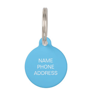 Customise, personalise light blue, white dog Name Pet Tag