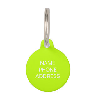 Customise personalise lime dog pet Name ID Pet Tag