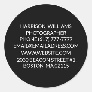 Customise personalise minimalist elegant black classic round sticker