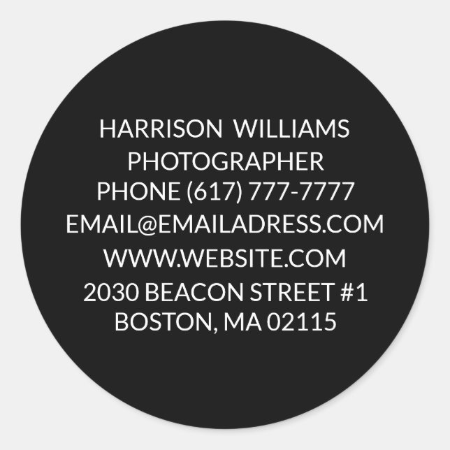 Customise personalise minimalist elegant black classic round sticker (Front)