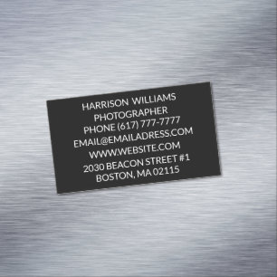 Customise personalise minimalist elegant black Magnetic business card