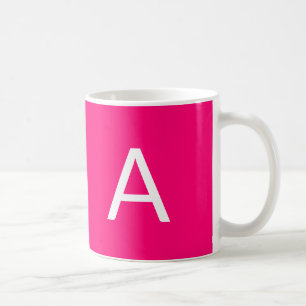 Customise, personalise monogram initial hot pink coffee mug