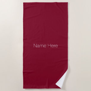 Customise personalise name monogram burgundy white beach towel