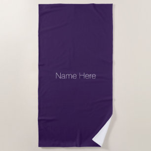 Customise personalise name monogram dark violet beach towel