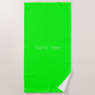 Customise personalise name monogram neon green beach towel