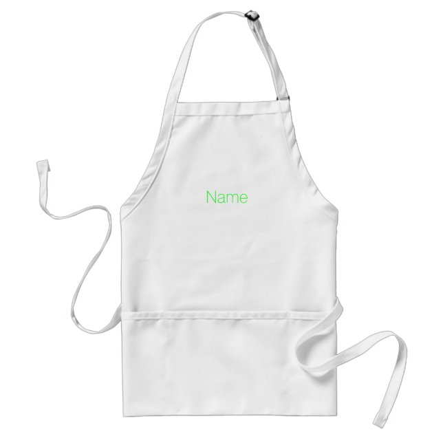 Customise personalise NAME monogram neon green Standard Apron (Front)