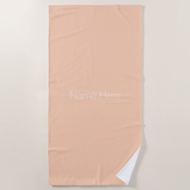 Customise personalise name monogram pastel apricot beach towel (Front)