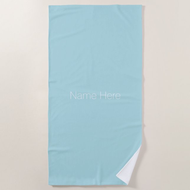 Customise personalise name monogram powder blue beach towel (Front)