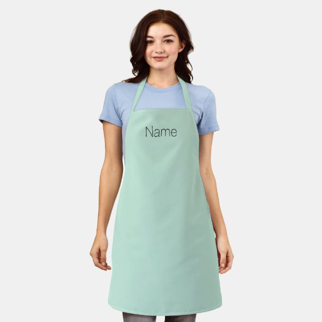 Customise personalise NAME monogram seafoam green Apron (Worn)