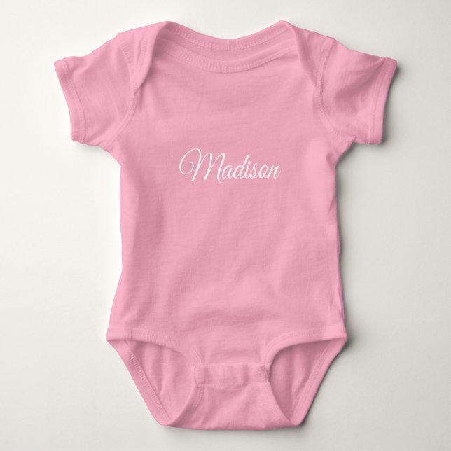 Customise Personalise name text white script Baby Bodysuit (Front)