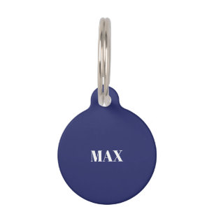 Customise personalise navy blue dog name info pet tag
