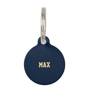 Customise personalise navy blue gold dog Name info Pet Tag
