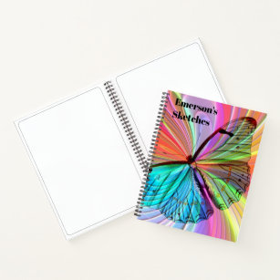 Customise Personalise Rainbow Butterfly Sketchbook Notebook