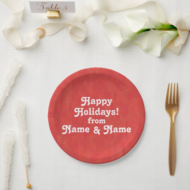Customise personalise w/ Name and photo Holidays Paper Plate (Wedding)