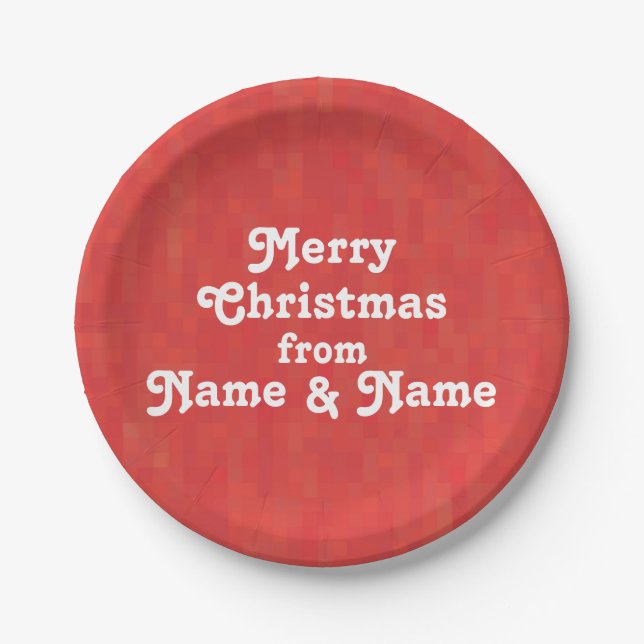 Customise personalise w/ Name, photo Christmas Paper Plate (Front)