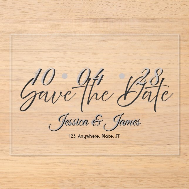 Customise  Personalised Save the Date Acrylic Invitations (Front)