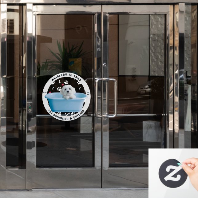 Customise Pet Grooming Shop Business Front Door Window Cling (Office Door)