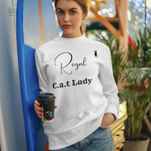 Customise Pet Lover White And Black Script Cat Mum Sweatshirt