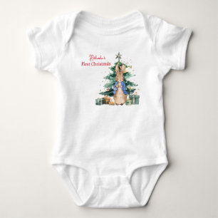 Customise Peter the Rabbit First Christmas Baby Bodysuit