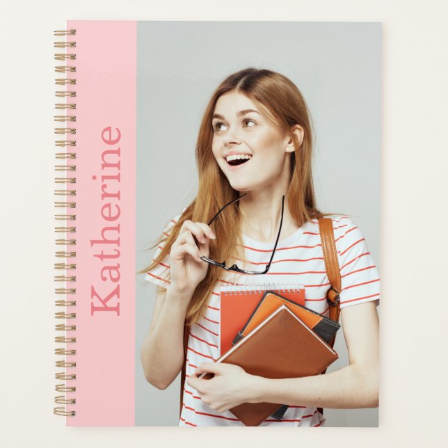 customise photo and name pastel colour  planner (Front)