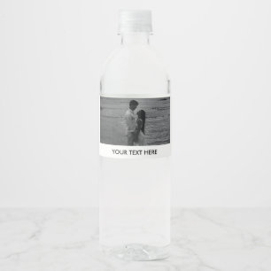 Customise Photo and Text elegant wedding Water Bottle Label