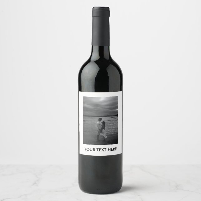 Customise Photo and Text  Wine Label (Front)