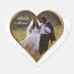 Customise Photo Wedding Thank You Heart Sticker