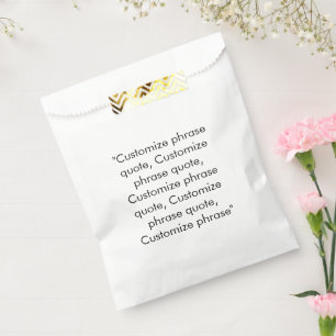 Customise phrase quote, elegant black white favour bags