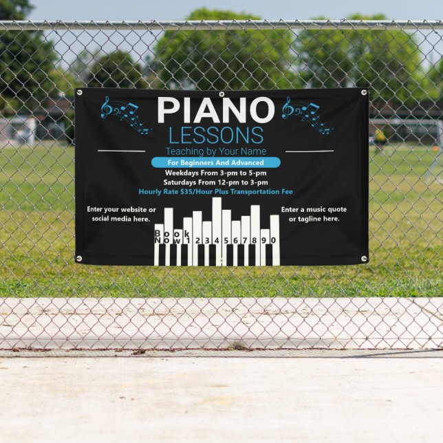 Customise Piano Lessons Music Teacher Yard Banner (Insitu)