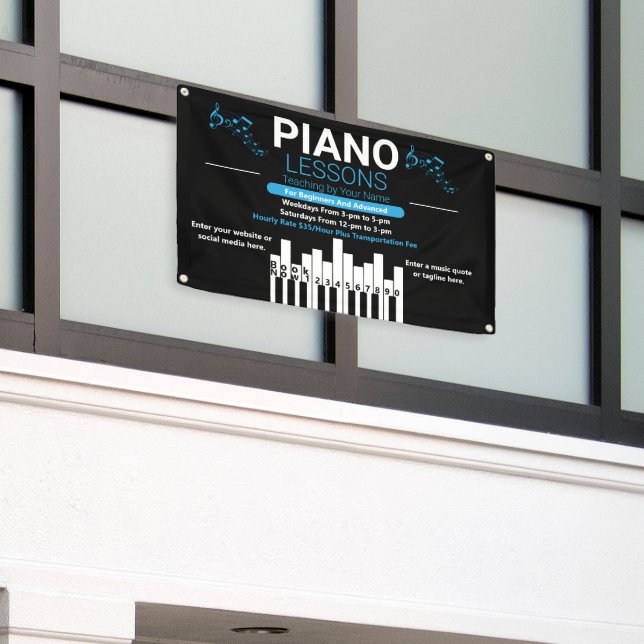 Customise Piano Lessons Music Teacher Yard Banner (Outside Building)