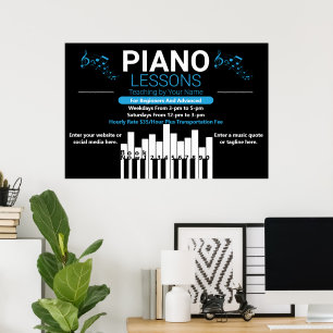 Customise Piano Lessons Music Teacher Yard Poster