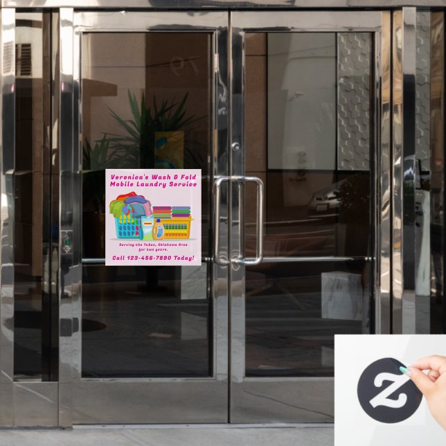 Customise Pickup Dropoff Wash Fold Laundry Service Window Cling (Office Door)