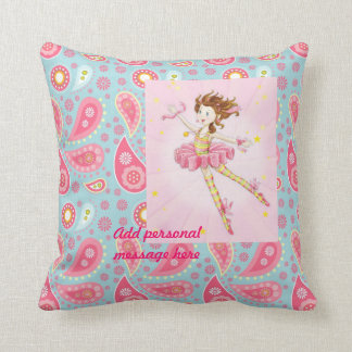 Customise Pink Blue Paisley Flower Fairy Ballerina Cushion