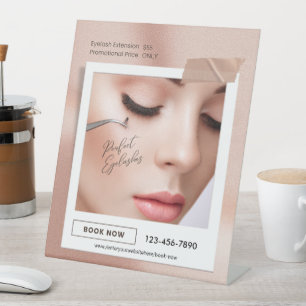 Customise Pink Elegant Aesthetic Eyelash Extension Pedestal Sign
