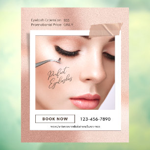Customise Pink Elegant Aesthetic Eyelash Extension Window Cling