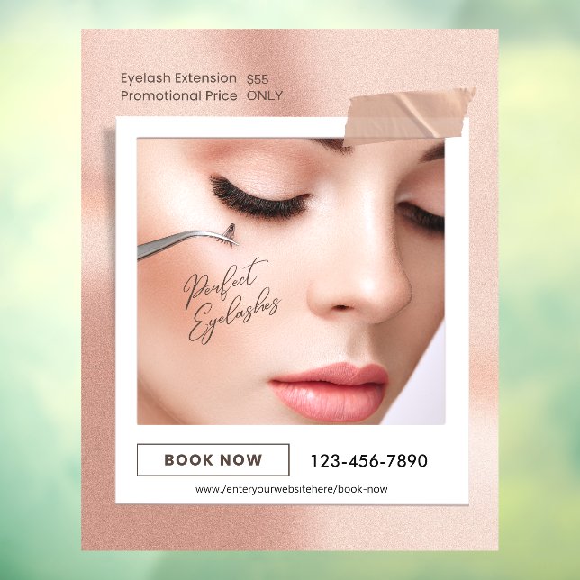 Customise Pink Elegant Aesthetic Eyelash Extension Window Cling (Sheet 3)