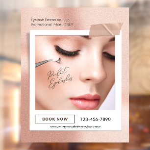 Customise Pink Elegant Aesthetic Eyelash Extension Window Cling
