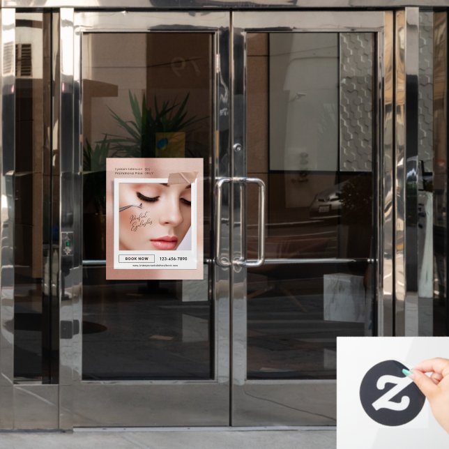 Customise Pink Elegant Aesthetic Eyelash Extension Window Cling (Office Door)