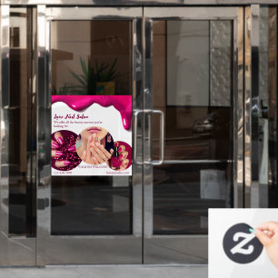 Customise Pink Elegant Nail Art Salon Shop Window Cling